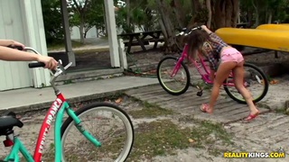 Rachel, Chloe and Molly ride bicycles and fuck