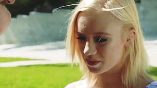 Very sexy blonde gets naked for money