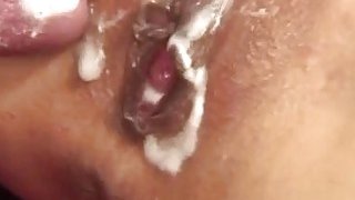 Kii swallows warm jizz after sucking cock like crazy
