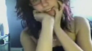 Nerdy Curly Haired Teen Fondles Her Tight Tits On Webcam HQ Mp4 XXX Video 